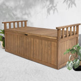 Gardeon Outdoor Storage Bench Box 129cm Wooden Garden Toy Chest Sheds Patio Furniture XL Natural ODF-OSB-XL-NTL