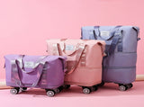 Purple Large Capacity Foldable Travel Bags with Wheels - Lightweight Waterproof Duffel Totes V888-ELOSUNG11534