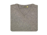 100% Shetland Ragg Wool V Neck Knit Jumper Pullover Mens Sweater Knitted - Grey - XL V563-SW-VN-GRY21-XL