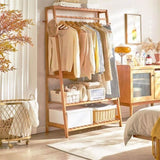Bamboo Garment Rack Portable Laundry Storage Nature V178-66777