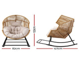 Gardeon Outdoor Egg Rocking Chair Rattan Lounger with Thick Cushion Patio Furniture Natural ODF-ROCK-PAPASAN-NTL-ABC
