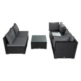 Modular Outdoor Lounge Set-9pcs Sofa, Armchairs and Coffee Table V264-OTF-530S-BLK-OTF-509-BLK