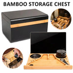 Wooden Storage Chest With Movable Tray Wood Lockable Stash Box Rolling Tray Gift V201-WSB2218BL8AU