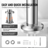 Handrails for Outdoor Steps, 59 in/ 150cm Length Stair Hand Rail Kit, Transitional Stainless Steel V952-BXGSLZFS150CEE3Y3V0