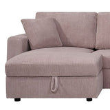 5-Piece Pink Modular Corduroy Sofa with Storage Chaise V43-SOF-IRS-PK