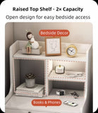 Light Wood Nightstand Secure Drawer Open Shelf Storage Tray Nordic Style 70cm V360-ZC-FNBT0040-BG-2D-1S-47