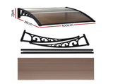 Instahut Window Door Awning 0.8mx1m Brown AWN-08X1-BR