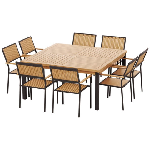 Gardeon Outdoor Dining Set 9 Piece Wooden Table Chairs Setting ODF-V-DINING01-TK-ABC