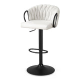 Artiss 1x Bar Stool Single Kitchen Dining Chair Counter Stool Woven Velvet Ivory BA-K-71096-BG