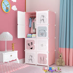 SOGA 8 Cubes Pink Portable Wardrobe Divide-Grid Modular Storage Organiser Foldable Closet WROBE2010