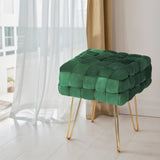 Artiss Ottoman Foot Stool Vanity Woven Velvet Green FS-B-WV01-VEL-GN