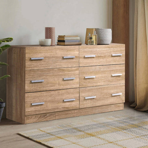 Artiss 6 Chest of Drawers - VEDA Pine FURNI-N-CDR-01-WD-AB