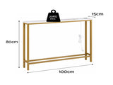 Artiss Console Table Entryway Hallway Display Desk Charging Station Marble Finish White & Gold FUR-U-CST-05-WH