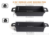 2-in-1 Cast Iron Bread Loaf Pan Tin with Lid Dual Use Baking Dish with Ergonomic Handles, V324-TSD-DULBREPOT