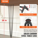 Hairpin Table Legs 0.7M, Set of 4 Desk Legs 408.2KG Load Capacity, Hairpin Desk Legs 3 Rods for Desk V952-TZ3YGZTHSTGS942SZV0