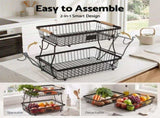 5-Star Chef 2 Tier Fruit Basket Bowl Detachable Kitchen Food Storage Stand FB-STEEL-2L-BK