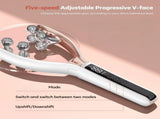 V-Shaped Facial Massage Roller with 8 Stainless Steel Balls, Dual-Tone Design, LCD Screen, 5-Speed V1107-CS-VMBAMY