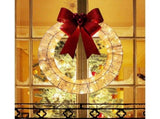 Outdoor Christmas Wreath Decoration, LED Metal Holiday Decor for Home Exterior, Garden - Gold 50CM V1263-JX-1577