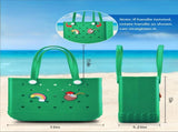 EVA Beach Tote Bag for Swimming, Pool & Travel Waterproof Washable Rubber Handbag with 2 Random V1107-CS-STDDBLS