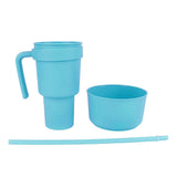 2 In 1 Snack Drink Cup with Straw Large Opening Plastic Beverage Cup Top Snack Bowl for Movie V1294-YM0901-3118230165612