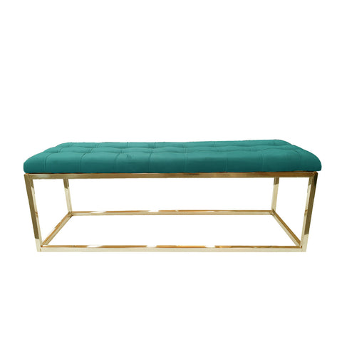 Holly Ottoman Gold Base - Green Seat V292-OTT-HOLLY-GOLDBASE-GREENSEAT