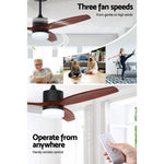 Devanti 52'' Ceiling Fan AC Motor 3 Blades w/Light - Dark Wood CF-B-52-C142-DW