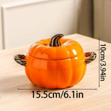 Mini Dutch Oven, Yellow Pumpkin-Shaped Ceramic Casserole with Lid, Versatile Baking and Serving Dish V1370-AZ4-17284
