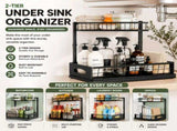 CARLA HOME Under Sink Organiser 2-Pack - Sliding Drawer - Black - Adjustable Under Sink Organiser V178-36590