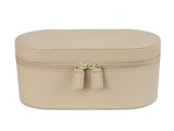 Beige Elegant PU Leather Makeup & Toiletry Bag - Large Capacity Travel Cosmetic Organizer with Brush V888-ELOSUNG27383