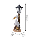 Garden Statue with Solar Lantern, Resin Seagull Seabird Figurine, Mediterranean Style Sculptures for V1366-AZ2-W-12514