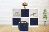 SORTI 27x28x27 CM Dark Blue 8-Pack Foldable Storage Cubes - Fabric Bookcase Organizers for Toys and V510-SML_DARKBLUE_8X