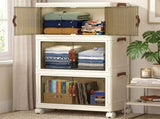 CARLA HOME 3 Tier Stackable Storage Cabinet with Wheels White - Storage Box - Plastic LSB-36499