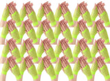 24 Pair Fishnet Gloves Fingerless Wrist Length 70s80s Costume Party Fluro Yellow V563-24PCS-18510-FLUROYELLOW