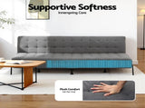 Artiss Sofa Bed, 1.9m 3-Seater Soft Innerspring Adjustable Couch Futon Chair for Apartment Dorm SBED-SPR-VEL8173-GY