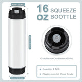 6 Pcs 16 Oz Condiment Squeeze Bottles Inverted Plastic Squeeze Bottle for Sauces Refillable Tip V1369-AZ3-W-08194