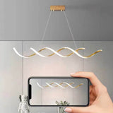 120cm Modern Minimalist Titanium Gold Pendant Light Adjustable LED Chandelier V255-L-24122-G-120