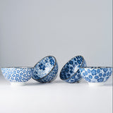 Bowl Set 4pcs Blue Plum Cherry Blossom Design V637-RW0006
