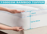 1500GSM Bamboo Mattress Topper Extra Thick 10CM Bed Topper King Single 107 x 203 40 cm V201-W13484772