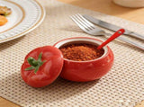 Tomato Shaped Ceramic Jar with Spoon Airtight Kitchen Seasoning Storage Container For Countertop V1366-AZ2-W-16658