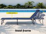 Gardeon Sun Lounger Folding Lounge Beach Chair Patio Outdoor Furniture FF-LOUNGE-STFA-BU