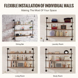 VEVOR Industrial Pipe Shelf 3 Tier 48x9.84in Wall-Mount for Kitchen Bedroom V952-JSGZWJYGHMBHJ0DEQV0