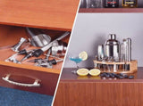 12-Piece Stainless Steel Cocktail Set with Bamboo Stand, Silver, Perfect Gift for Home Bar V1188-MS-325-1516