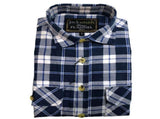 Mens Half Placket Flannelette Long Sleeve Pullover Shirt 100% Cotton Check Authentic Flannel V563-FS-HP18-BKPURPLE99-S