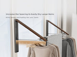 2 Pack White and Brown Wall Mounted Foldable Clothes Hanger Rack - Retractable Space Aluminium V888-ELOSUNG36677