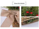 Xmas Cedar Wreath with Rattan Basket Artificial Berries Flower Basket for Front Door Holiday Decor V1294-YM0901-240820FB06-1