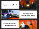 Halloween Witch Pumpkin House Figurine Luminous Resin Pumpkin Statue Crafts Desktop Ornament V1294-YM0717-10351786