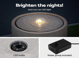 Gardeon Solar Fountain Water Feature Outdoor Fountain LED Lights Beige FOUNT-CYLINDER-BG