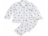 Womens Pyjama Set 100% Cotton Long Sleeve Button Up PJs Sleepwear - Blue Floral V563-NI-031-BLUE-16