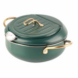 Frying Pot with Thermometer Japanese Stainless Steel Fryer Pan for Induction Cooker Deep Green V1294-YM0718-3118200267111