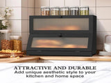 CARLA HOME Double Layer Bamboo Bread Box for Kitchen Counter - Large Capacity Bread Storage LSB-36199